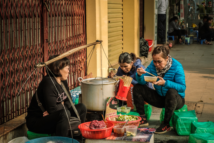 Makeshift stools made by a street pho vendor, Hanoi, Vietnam | Barbara Cameron Pix | Food & Travel Photographer