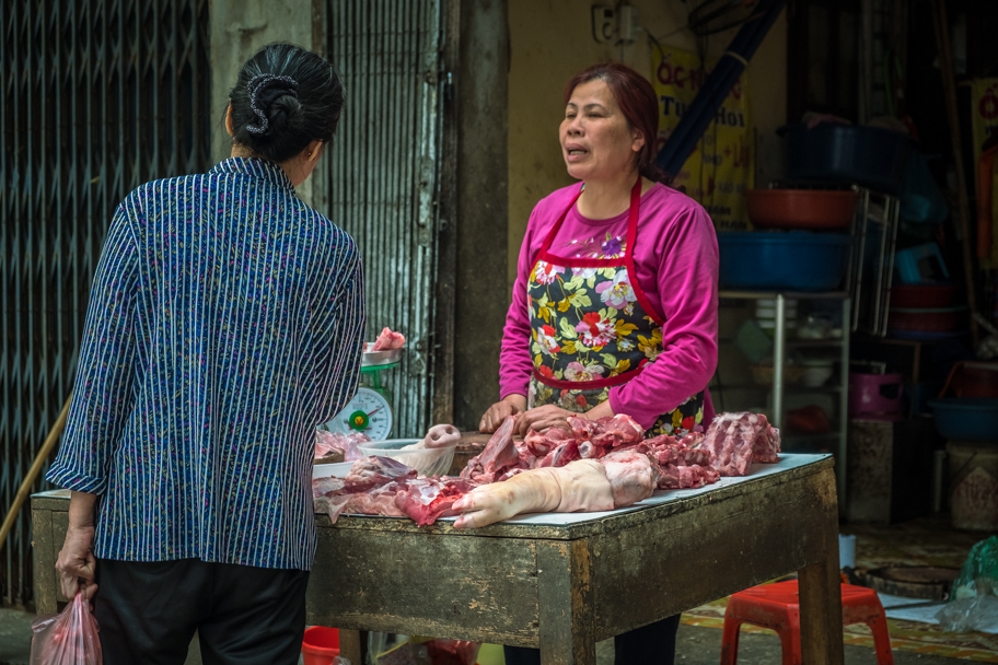 Fresh pork meat for sale, Hanoi, Vietnam | Barbara Cameron Pix | Food & Travel Photographer