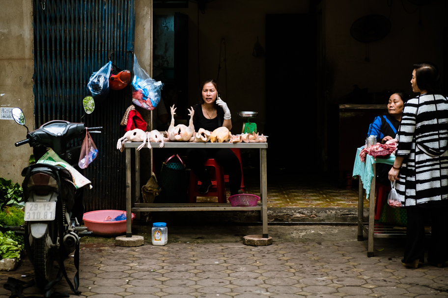 Plucked chickens for sale, Hanoi, Vietnam | Barbara Cameron Pix | Food & Travel Photographer